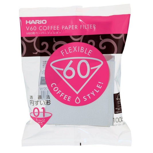 Hario V60 White Filter Papers 1-2 Cup x 100 Item No. VCF-01-100W