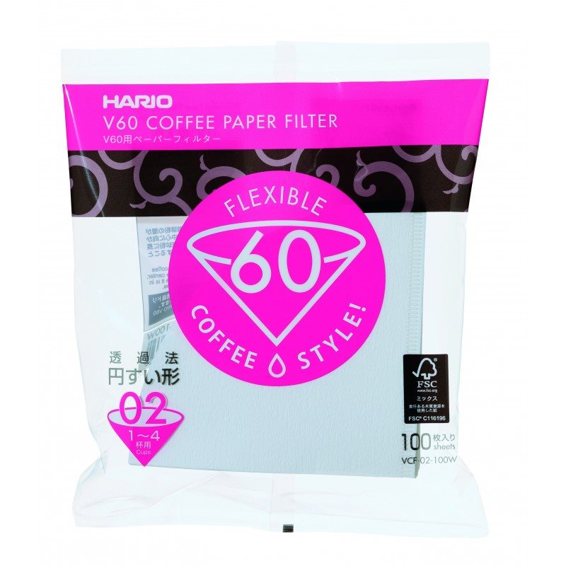 Hario V60 White Filter Papers 1-4 Cup x 100