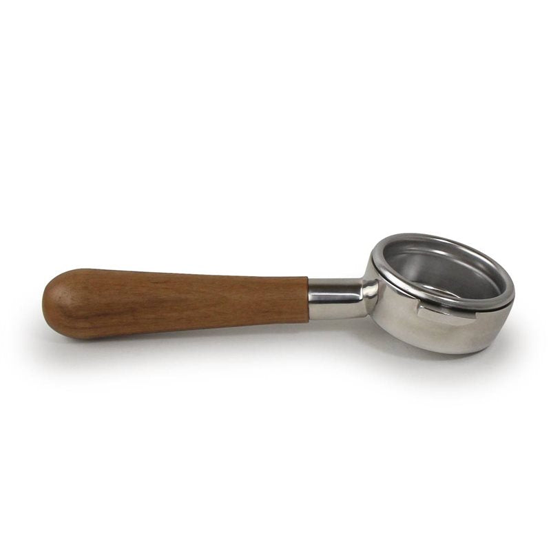 E61 Stainless Bottomless Portafilter, Walnut Handle 21g