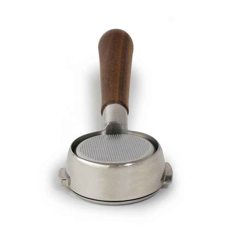 E61 Stainless Bottomless Portafilter, Walnut Handle 21g