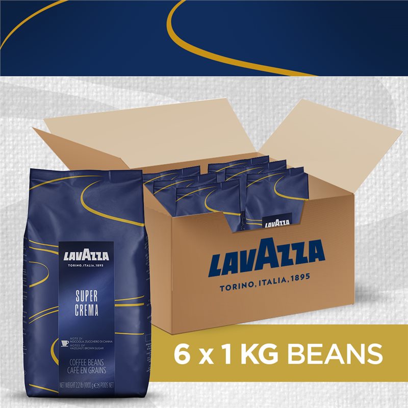 Lavazza Super Crema Espresso Beans - 6 x 1KG