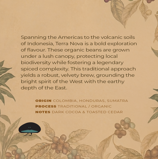 Superb Coffee Co. Terra Nova 100% ORGANIC Espresso Coffee Beans from Colombia, Honduras and Sumatra.