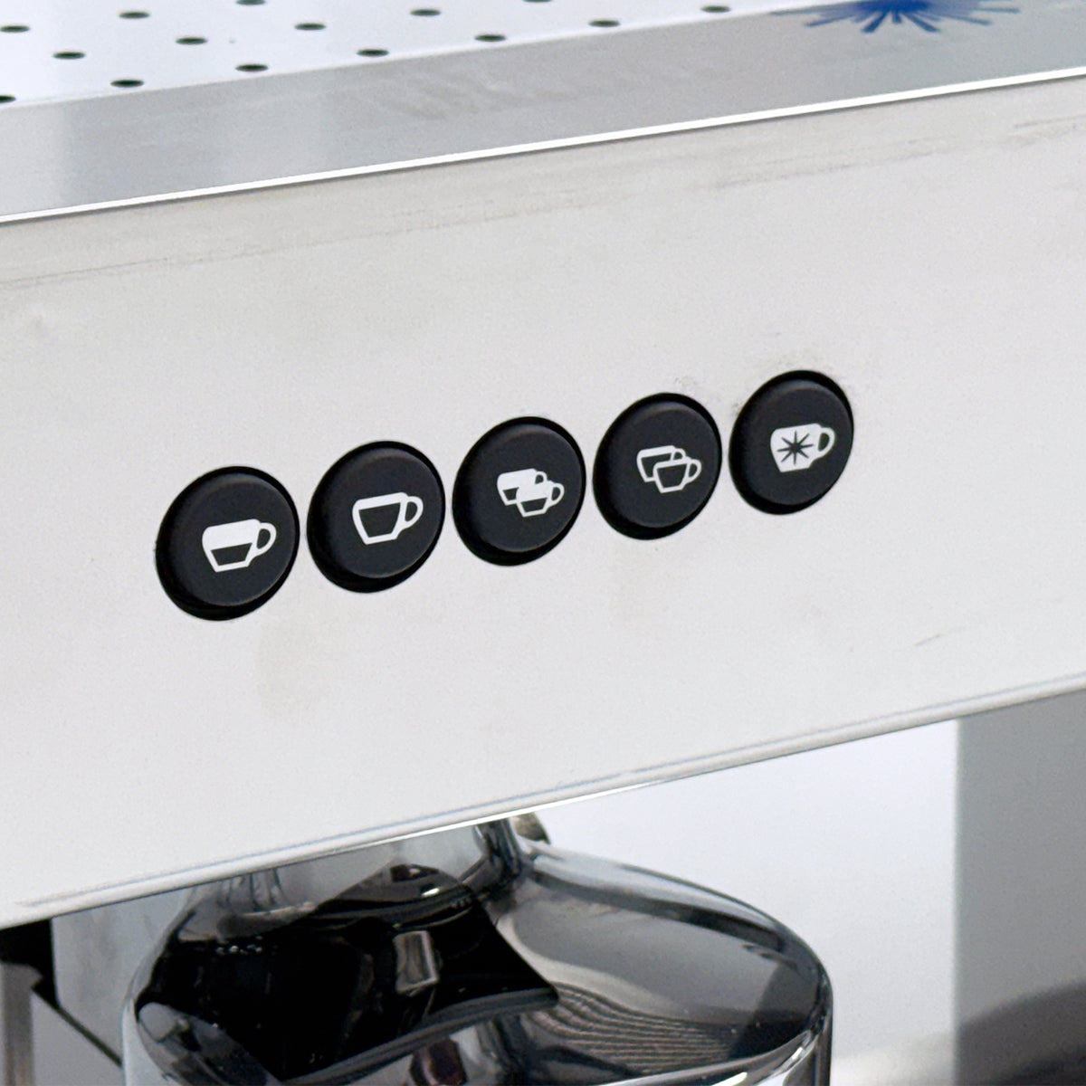 Control buttons on the Espressomat Siena 3 Group Espresso Coffee Machine.