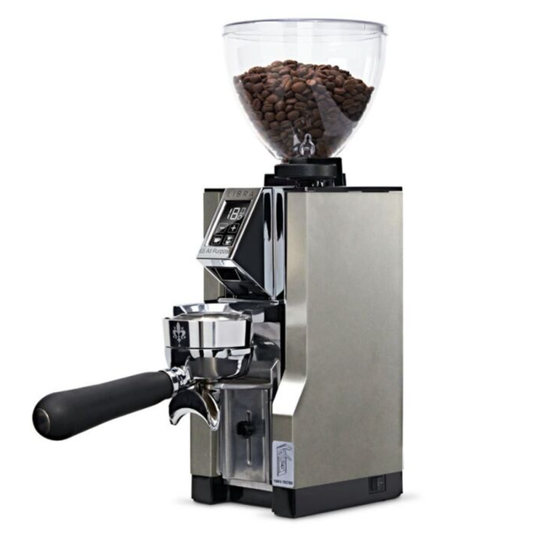 Eureka Mignon Libra AP 65 Grind-by-Weight Coffee Grinder - Chrome. Supplied by The Espresso Shop.