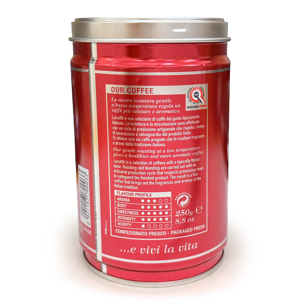 Lucaffe Classic Espresso Ground Coffee 250g Tin - V1018